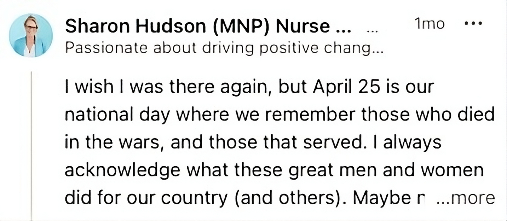 Sharon Hudson, (RN) BN, T AE, GCertDerm